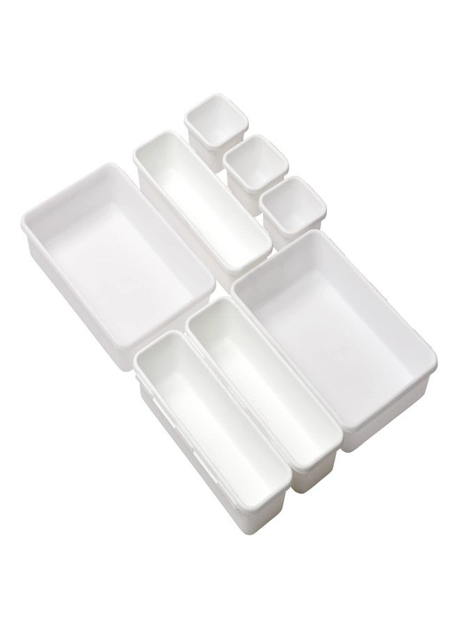 Cutting EDGE Interlocking Drawer Organizer Set of 8, Divider/Separator Plastic Trays for Flatware, Cutlery & Desk Storage for Household, Kitchen & Office (White) - Image 2
